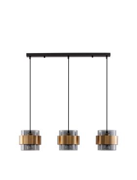 Nova Luce Sianna - hanglamp - 82 x 18 x 140 cm - gerookt en goud
