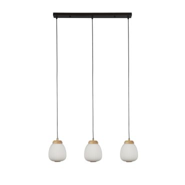 Searchlight Ella - hanglamp - 79 x 120 cm - zwart, opaal en bruin