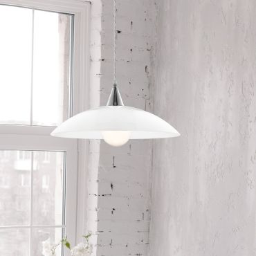 Nova Luce Vicino - hanglamp - Ø 40 x 100 cm - wit en chroom