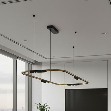 VK Lighting Core - hanglamp - 62,8 x 156,8 x 112,8 cm - 25W dimbare LED incl. - goud en zwart