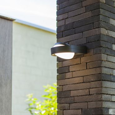 Lutec Fele - buiten wandverlichting - 5 x 16 x 20 cm - 13,5W LED incl. - IP54 - donkergrijs