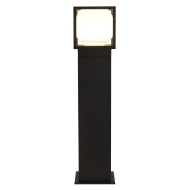 Searchlight Athens - tuinpaal - 15 x 15 x 65 cm - 9W LED incl. - IP54 - zwart en opaal