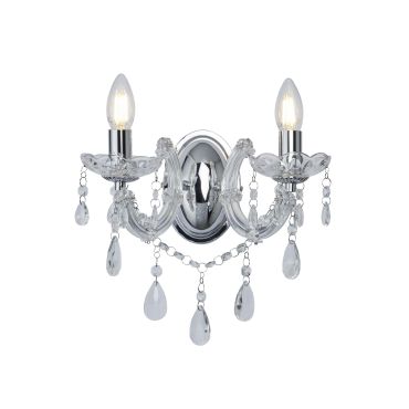 Searchlight Marie Therese - wandverlichting - 32 x 20 cm - chroom