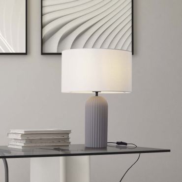 Nova Luce Ammos - tafellamp - Ø 35 x 47 cm - grijs en wit