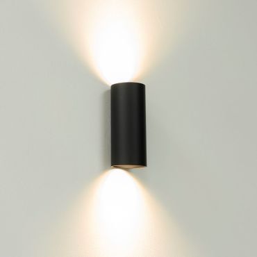 Artdelight Roulo2 - wandverlichting -  Ø 6,5 x 15,4 cm - mat zwart