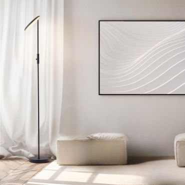Nova Luce Notos - vloerlamp - 27 x 205 cm - 30W dimbare LED incl. - zandzwart