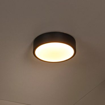 Lucide Unar - plafondverlichting - Ø 20 x 5 cm - 12W dimbare LED incl. -  3 stappen dimmer - zwart
