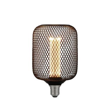 Searchlight Wire Mesh Effect Globe - Ø 12 x 18,5 cm - E27 - 4,5W dimbaar - 2700K - zwart