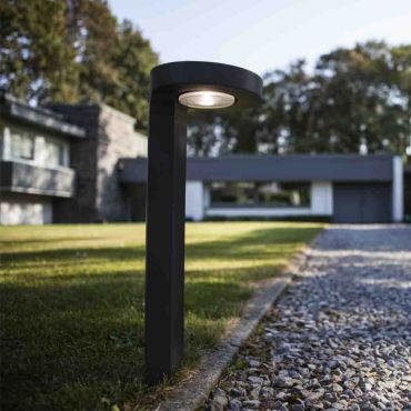 Lutec Diso - tuinpaal met sensor op zonne-energie - 17 x 17 x 45 cm - 2W LED incl. - IP44 - donkergrijs