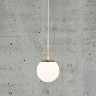 Nordlux Grant - hanglamp - Ø 15 x 229 cm - messing en opaal wit