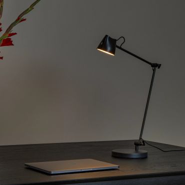 Lucide Milne - leeslamp met touch dimmer - 38 x 16 x 42 cm - 8W dimbare LED incl. - zwart