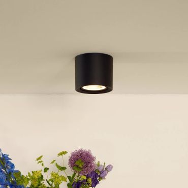 Lucide Fedler - opbouwspot - Ø 12 x 8,5 cm - 12W dimbare LED incl. - dim to warm - zwart