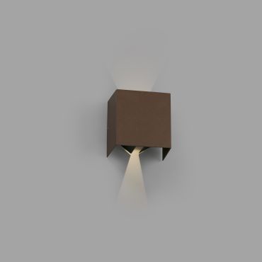Faro Olan - wandverlichting - 14,5 x 14 x 10,5 cm - 6W LED incl. - IP65 - roestbruin