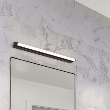 Nova Luce Endo - wandlamp - 60 x 5,5 x 4,5 cm - 19W LED incl. - IP44 - zandzwart