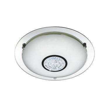 Searchlight Bathroom - plafondlamp badkamer - Ø 42 x 9 cm - 18W LED incl. - IP44 - chroom