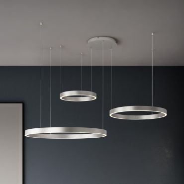 Nova Luce Elowen - hanglamp - 148 x 250 x 106 cm - 181W dimbare LED incl. - geborsteld champagnezilver