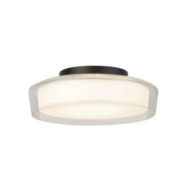 Searchlight Puck - plafondlamp - Ø 30 x 10 cm - 14W dimbare LED incl. - IP44 - zwart en transparant