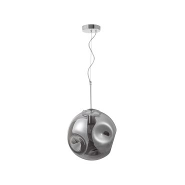 Nova Luce Mayan - hanglamp - Ø 30 x 120 cm - chroom en rookgrijs