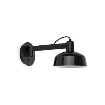 Faro Tatawin - wandlamp - Ø 18,4 x 38 x 15 cm - satijnzwart en glanszwart
