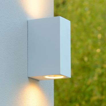 Lucide Zora  - buiten wandlamp - 6,5 x 9 x 15 cm - 2 x 5W dimbare LED incl. - IP44 - wit