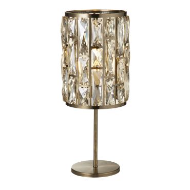 Searchlight Bijou - tafellamp - Ø 19,5, x 47 cm - antiek messing en champagne