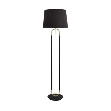 Searchlight Jazz - vloerlamp - Ø 45 x 161 cm - mat zwart en satijn messing