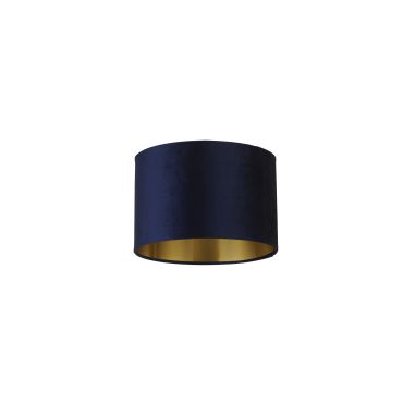 Searchlight Drum Shade - lampenkap - Ø 30 x 20 cm - marineblauw en geborsteld goud