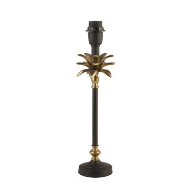 Searchlight Palm - tafellamp voet - Ø 11 x 45 cm - satijn messing en zwart