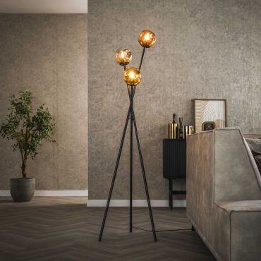 Vico Molecule Mix Glass - vloerlamp - Ø 45 x 169 cm - zwart