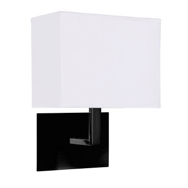 Searchlight Hotel - wandlamp - 20 x 26 cm - mat zwart en wit