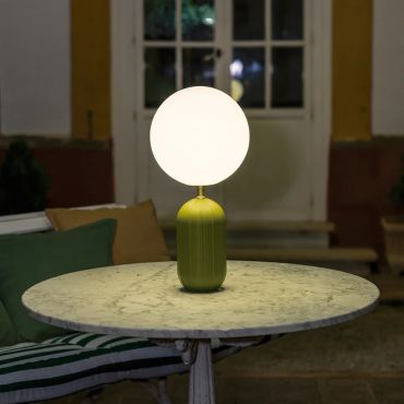 New Garden Monica 50 - oplaadbare tafellamp op batterijen met afstandsbediening - Ø 25 x 51,3 cm - 7W LED incl. - IP54 - olijfgroen