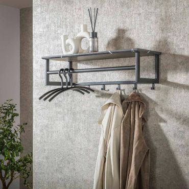 Vico Tenaro - kapstok met wandschap - 80 x 30 x 24 cm - grafiet