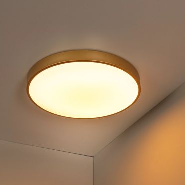 Lucide Unar - plafondverlichting - Ø 50 x 5 cm - 36W dimbare LED incl. -  3 stappen dimmer - mat goud