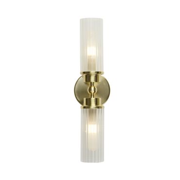Searchlight Imperial - wandlamp - 10 x 37 cm - IP44 - satijn messing en transparant