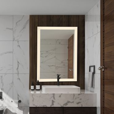 Nova Luce Deca - spiegel met verlichting - 60 x 80 x 3,5 cm - 29W LED incl. - IP44 - zandzwart en wit