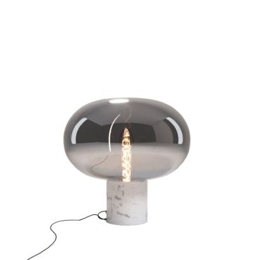 Maxlight Moonstone - tafellamp - Ø 45 x 45 cm - gerookt glas en wit