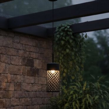 Nova Luce Motley - buiten hanglamp - Ø 10 x 175 cm - 9W LED incl. - IP65 - zandzwart