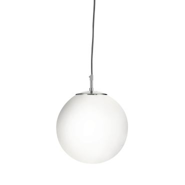 Searchlight Atom - hanglamp - Ø 25 x 120 cm - satijn zilver en glanzend opaal