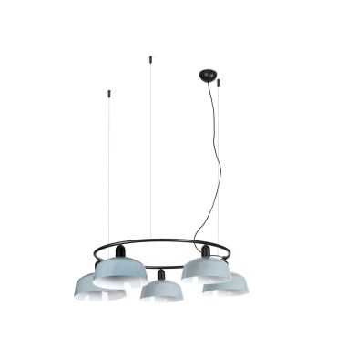 Faro Tatawin M - hanglamp - Ø 96,6 x 100 x 210 cm - satijnzwart en glanzend grijsblauw