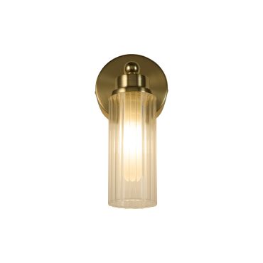 Searchlight Imperial - wandlamp - 10 x 22 cm - IP44 - satijn messing en transparant