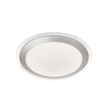 Searchlight Bathroom Flush - plafondlamp badkamer - Ø 33 x 7 cm - 12W dimbare LED incl. - IP44 - zilver