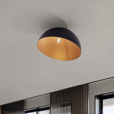 Nova Luce Onia - plafondlamp - Ø 50 x 31 cm - zandzwart en goud