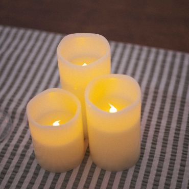 New Garden Dolo - set van 3 LED kaarsen met afstandsbediening - Ø 7,3 cm - IP44 - wit