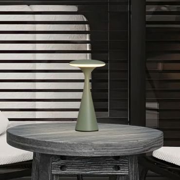 Nova Luce Grigio - oplaadbare tafellamp buiten - Ø 10,1 x 19,7 cm - IP54 - saliegroen