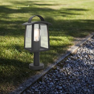 Lutec Kelsey - sokkelverlichting  17 x 15 x 40 cm - IP44 - transparant glas - zwart
