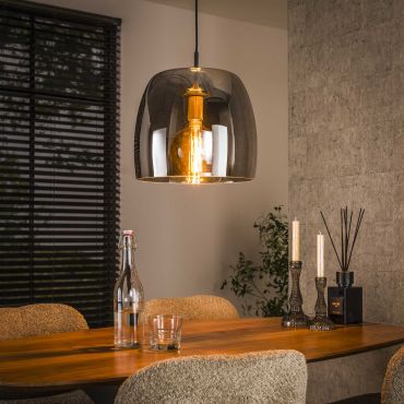 Vico Drift Glass - hanglamp - Ø 35 x 150 cm - rook grijs