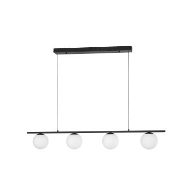 Nova Luce Joline - hanglamp - 72 x 12,5 x 120 cm - 32W LED incl. - zand zwart en opaal wit