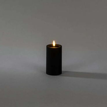 Konstsmide - LED blokkaars op batterijen met flakkervlam - Ø 7 x 12 cm - IP44 - zwart