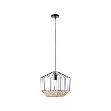 Brilliant Templo - hanglamp - Ø 37 x 153 cm - zwart en lichtbruin