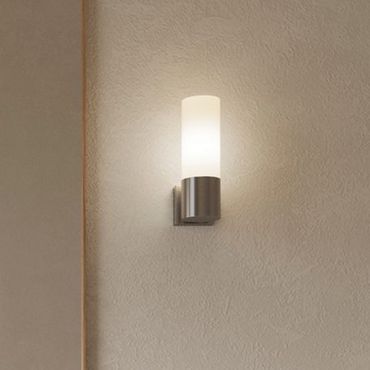 Nordlux Tangens - wandverlichting - 6 x 18,5 cm - IP44 - geborsteld staal en opaal wit